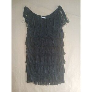 California Costume Collections Fringe Dress Womens L Black Flapper 1920s Gatsby